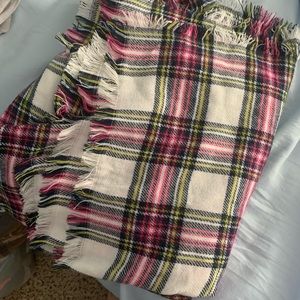 Pink plaid blanket scarf